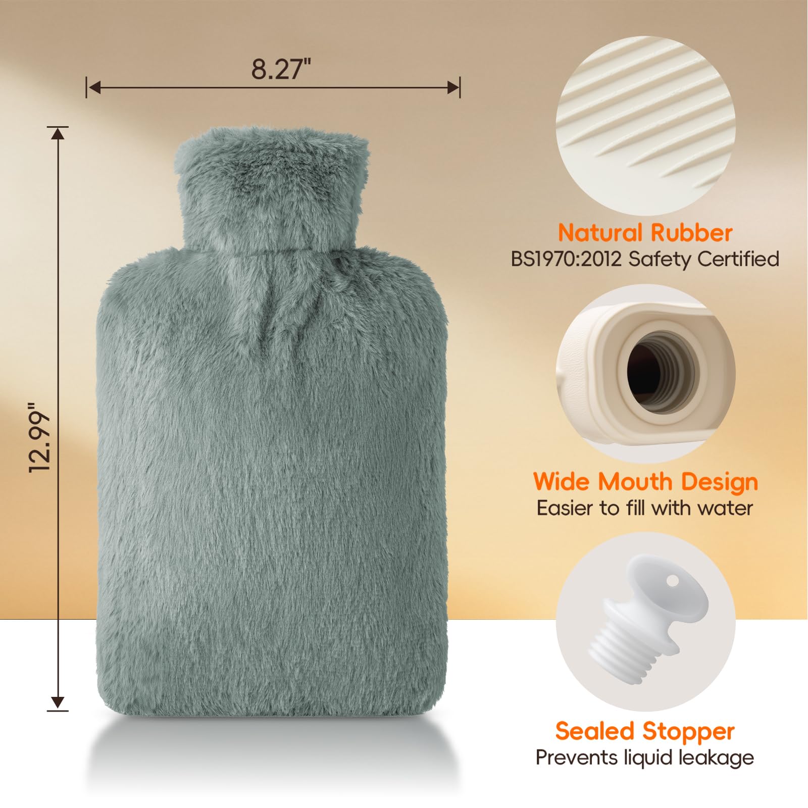 Borsa dell'acqua calda con copertura in morbido pile per