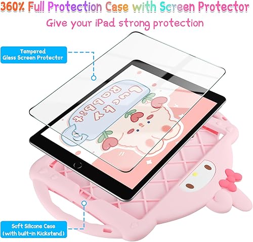 Miniatura 3 de JAKPAK Funda para iPad Air de 5 generación para niños, iPad Pro de 11 pulgadas con protector de pantalla y correa de hombro para niñas, funda de