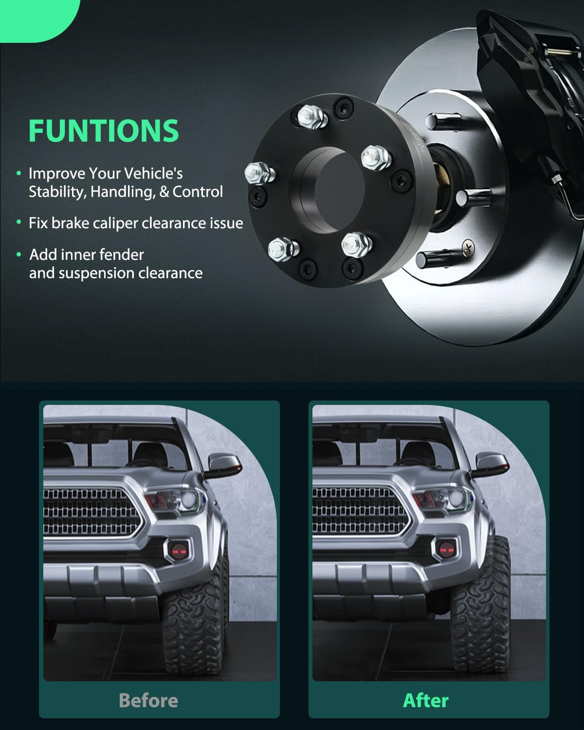 SCITOO 4Pcs Wheel Adapters 2" 6x5.5 to 5x5 Bore 78.1mm Studs 14x1.5 6 Lug Wheel Spacers Adapters Fit for for Chevrolet Tahoe for Chevrolet Avalanche for Chevrolet Blazer for Chevrolet