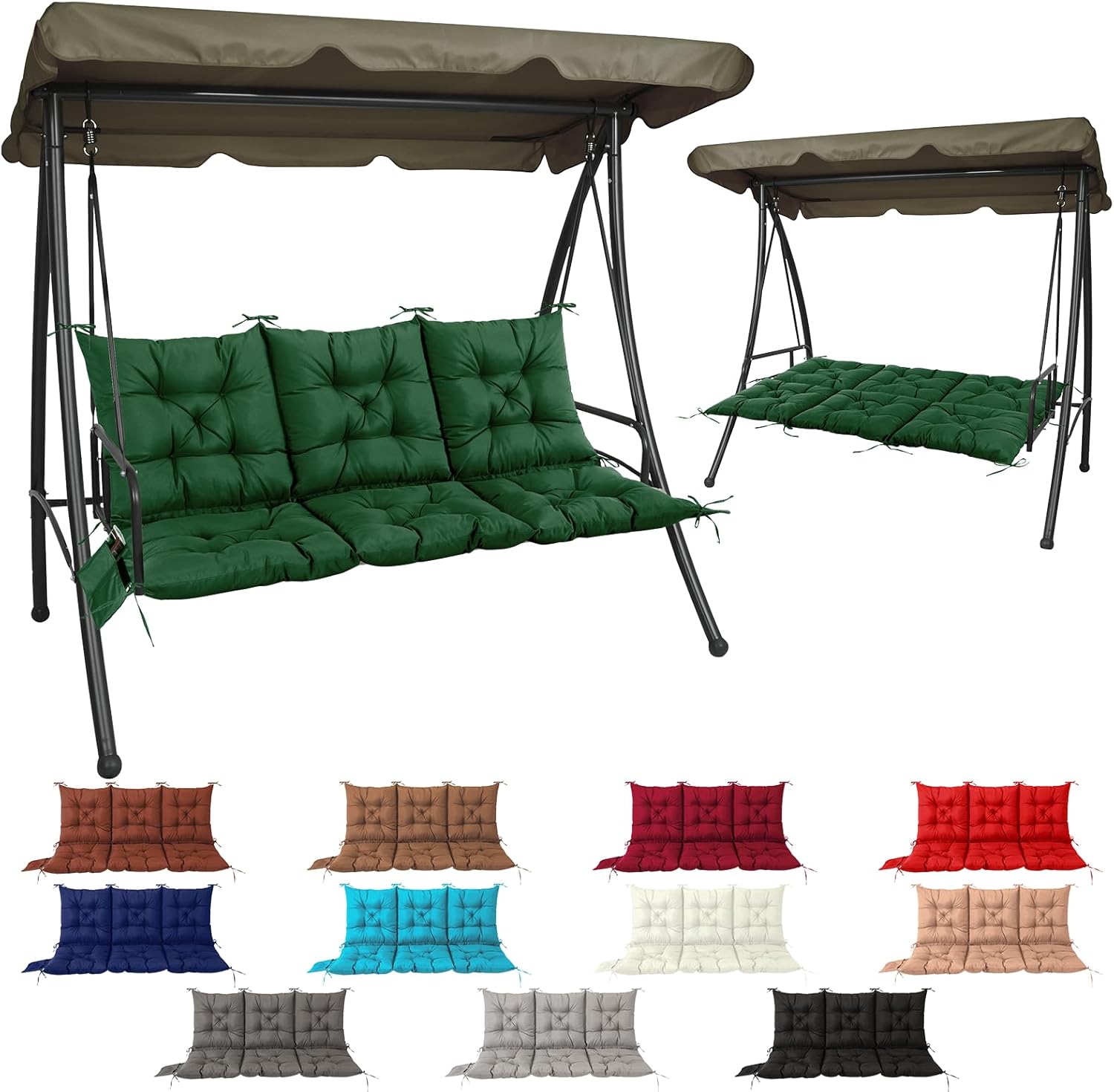 NACATIN 3 Seat Cushion for Outdoor Swing - 60x40 inches, 4" Thick Porch Swing Cushions with Ties and Storage Bag, Waterproof Bench Cushions for Patio, Outdoor, Backyard and Garden (Peacock Blue)