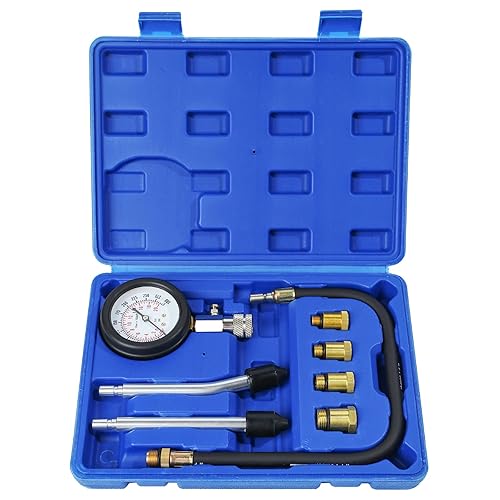 Kit de probador de compresión profesional de 8 piezas, medidor de presión de cilindro de motor de gasolina de gasolina 0-300 PSI, herramienta