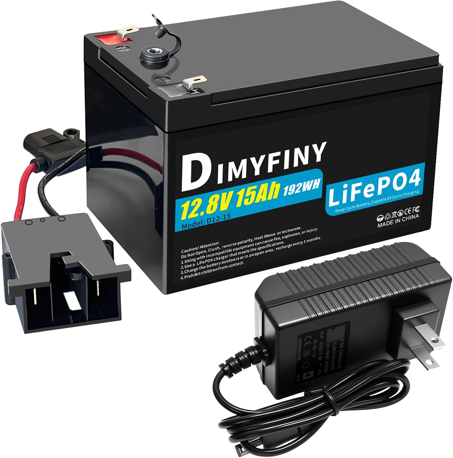 Upgraded 12 Volt Replacement Battery for Fisher-Price Power Wheels Ride-On Toy Cars | 12V15Ah LiFePO4 Battery with Fast Charger & 20A BMS, 2000+ Deep Cycle for Marine, Solar, Fish Finder, Camping