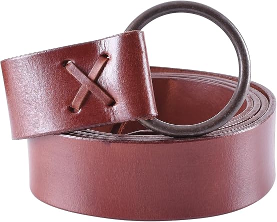 Battle-Merchant Medieval Leather Ring Belt Cross-Lacing 75" Long Viking Renaissance Belt Brown or Black