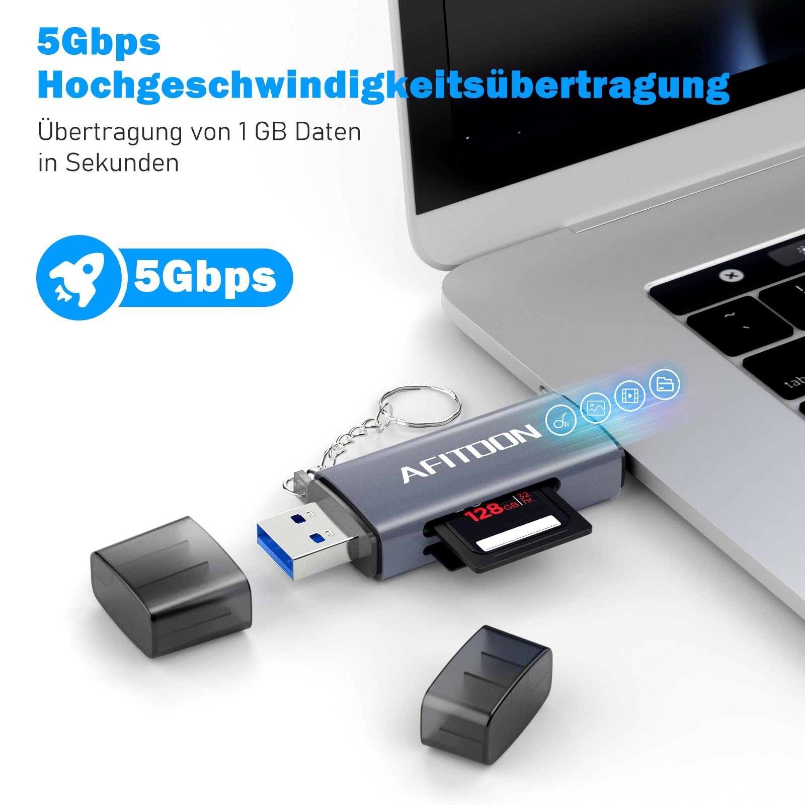 Lecteur De Cartes Multi-ports Afitdon USB 3.0 Et USB-C - Compatible SD, MicroSD, MMC Jusqu'à 2 To - Boîtier Aluminium - Plug & Play