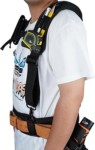 Miniatura 5 de MELOTOUGH Cinturón de trabajo con tirantes, tirantes para cinturón de herramientas, tirantes para hombre, resistente con almohadilla de hombro de