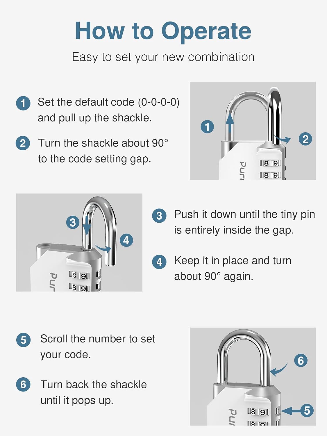 Exclusive Puroma 2 Pack Combination Lock 4 Digit Outdoor Waterproof Padlock for School Gym Locker, Sports Locker, Fence, Toolbox, Gate, Case, Hasp Storage (Silver)