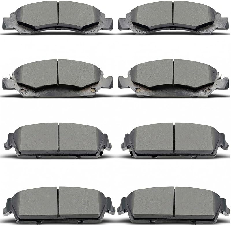 Jogo de pastilhas de freio cerâmicas dianteiras e traseiras CCTECHMASS para Escalade, Avalanche, Silverado 1500, Suburban 1500, Tahoe, Sierra 1500, Yukon e Yukon XL 1500 – 8 unidades