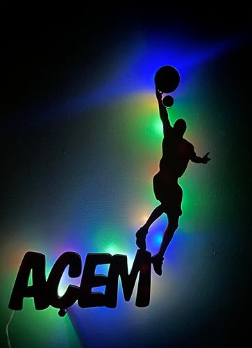 Miniatura 2 de Luz nocturna de baloncesto personalizada, regalos para niños, entrenadores, hombres, niñas, mujeres, decoración única, lámpara LED, luz nocturna