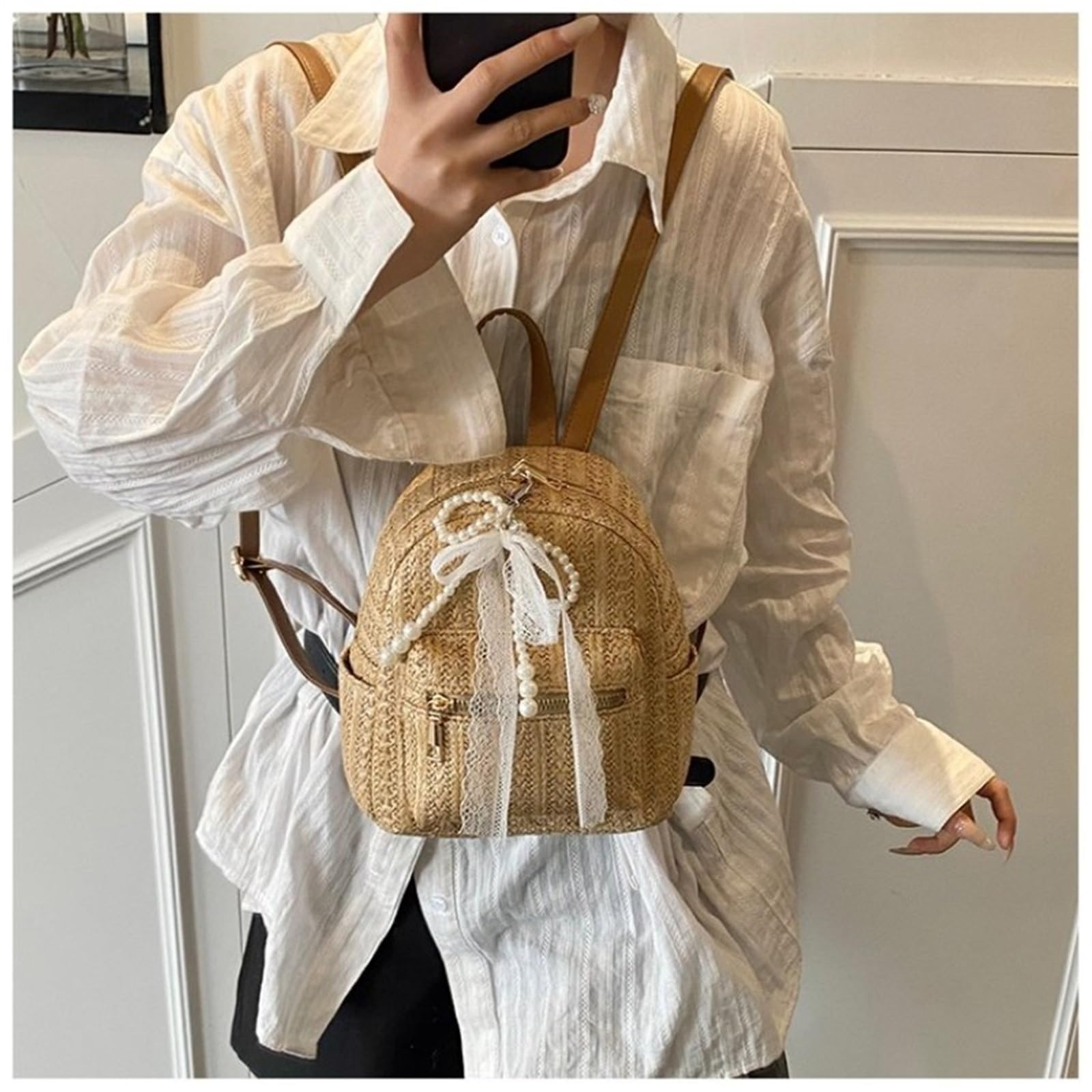 Zaino alla moda con mini zaino lavorato a maglia casual e fresco