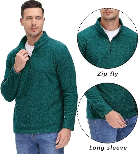 Miniatura 7 de TACVASEN Sudadera de manga larga con cremallera de un cuarto para hombre, sudadera de golf con cremallera de 14 para hombre, suéter térmico