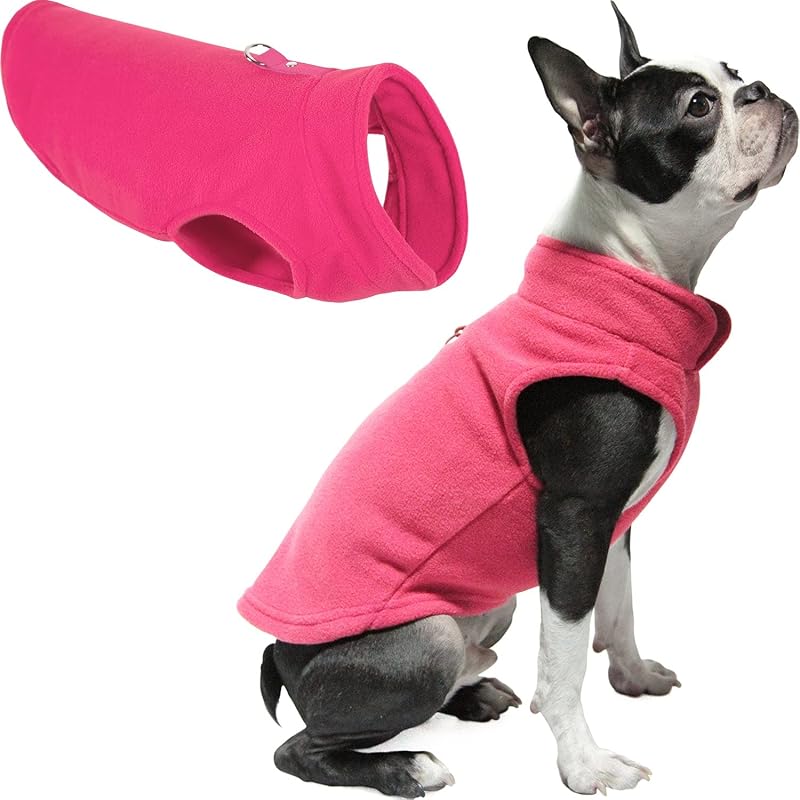 Casaco de fleece para cães Gooby, colete pulôver 100% poliéster, Rosa, Médio (aprox. 5 kg)