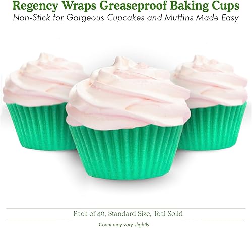 Vista 238 de Regency Wraps Vasos para hornear de grado profesional a prueba de grasa, paquete de 40 unidades, revestimientos estándar, lunares azul cobalto