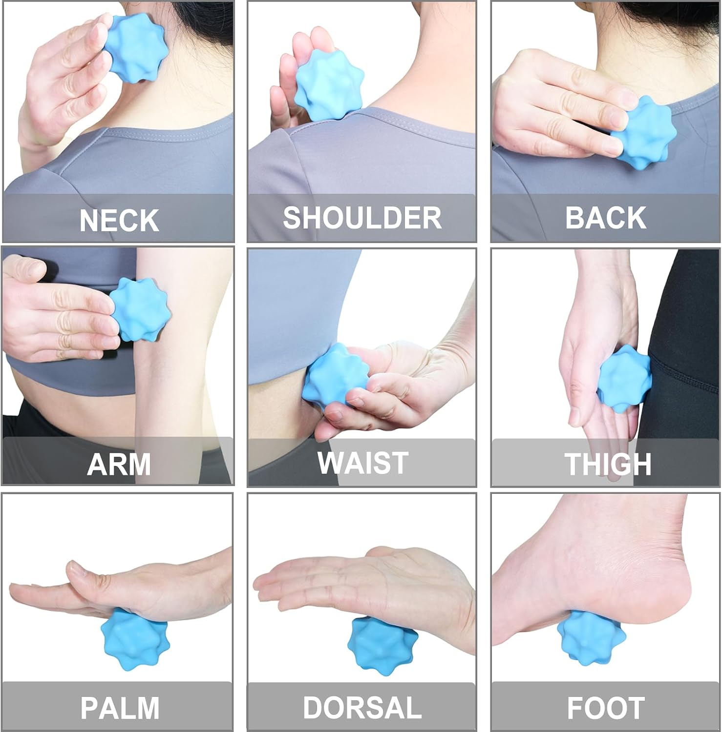 Small Spiky Massage Ball Trigger Point Massage Tool 2.2"×2.1" Blue