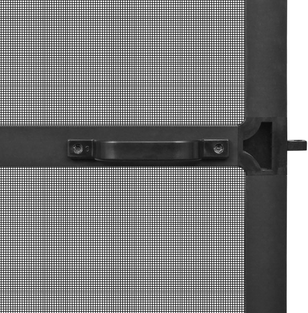 Close-up of the insect screen handle and latch mechanism from the inside