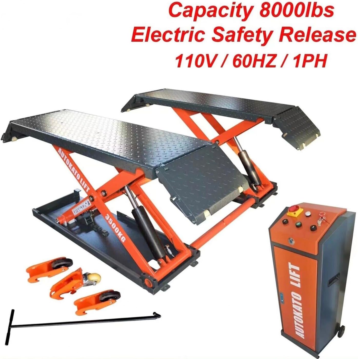 KT-X85 Mid Rise Scissor Lifts: 8000lbs Electric Release Auto Lift 110V/220V 1PH (KT-X85_110V)