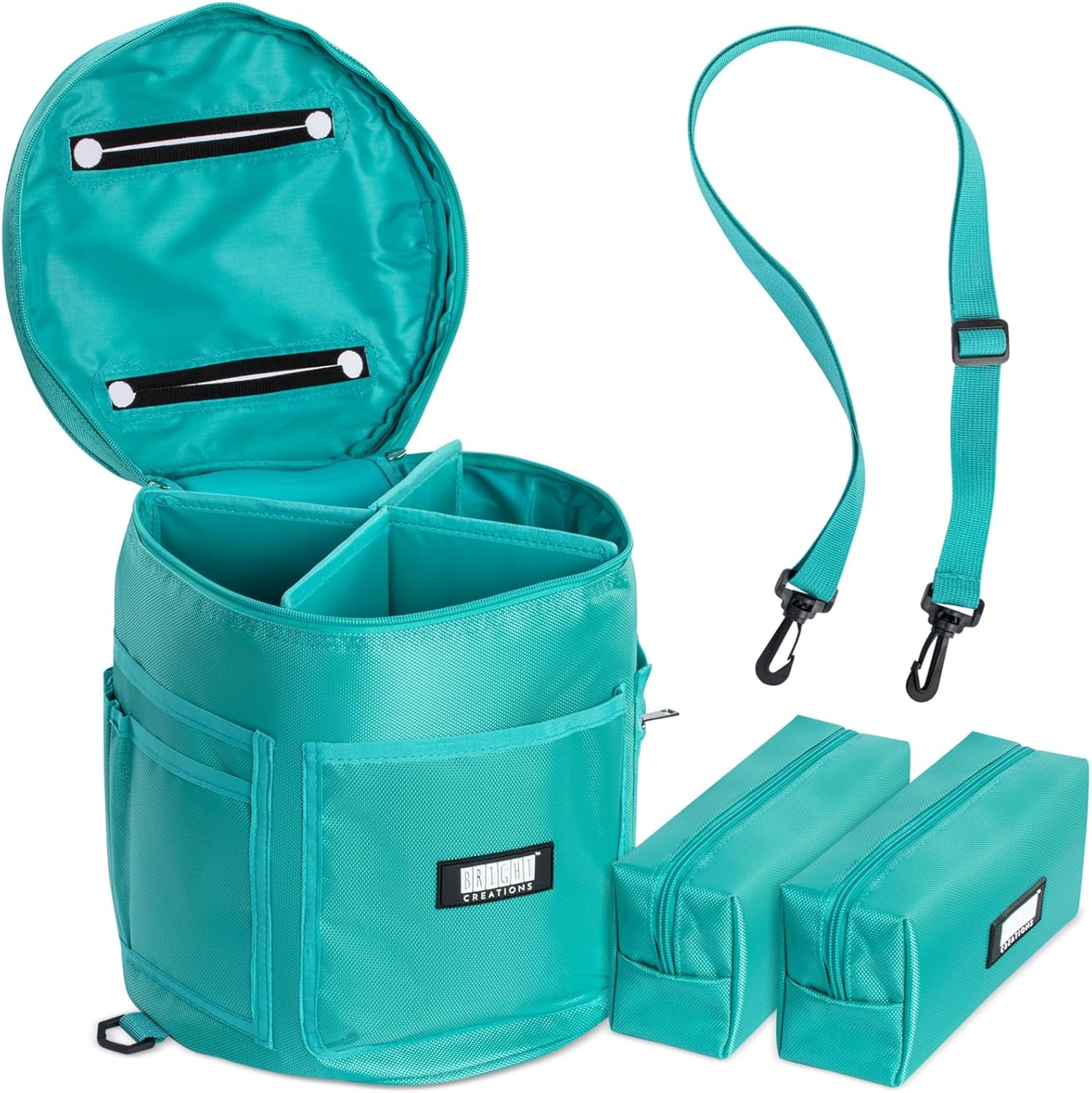 Bright Creations Knitting Project Bag with Strap for Crochet On The Go - Portable Yarn Tote Organizer with 2 Accessory Cases - Ideal for DIY Personalized Crafts, Crochet & Knitting Handmade Items