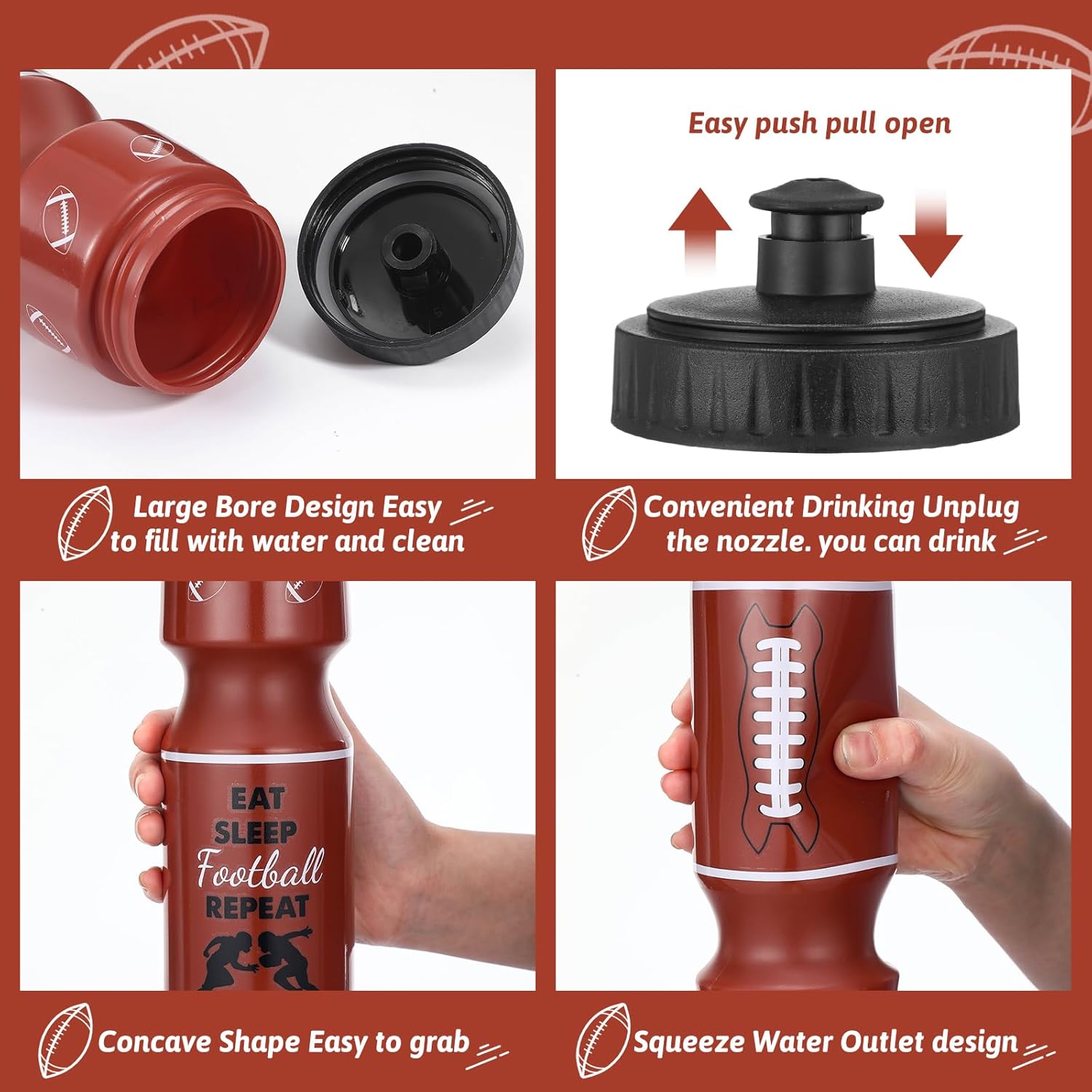 Talltalk 2 Pcs 24oz Football Plastic Water Bottle with Drawstring Bag Football Party Favors Sports Water Bottles for Men Sports Lovers Gifts - Image 4