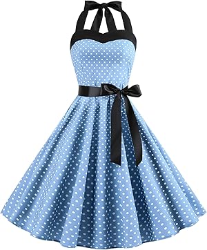 Kurzes Rockabilly Neckholder Polka Dot Kleid mit herzförmigem Ausschnitt und schmalere Passform für mollige Damen