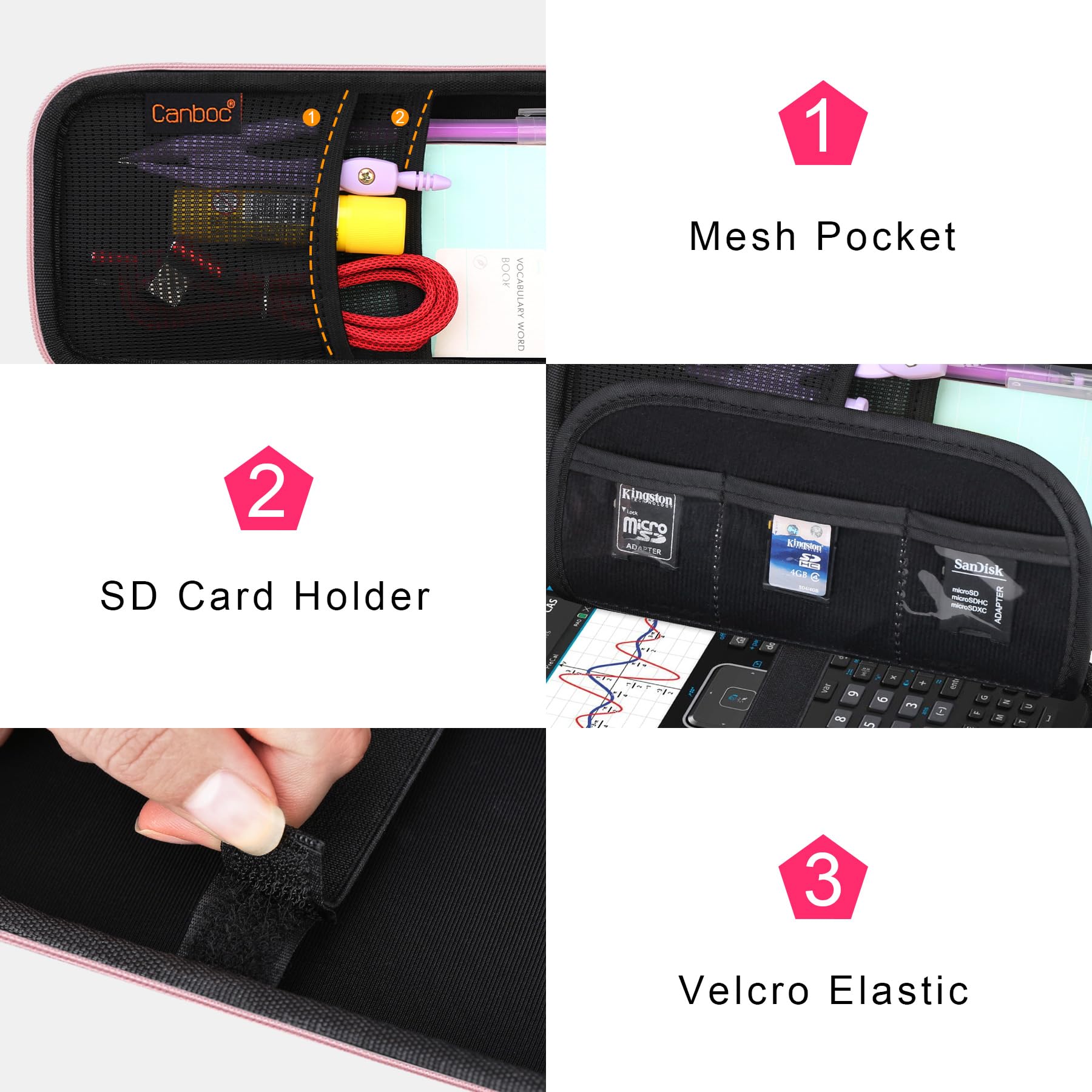 Canboc Graphing Calculator For TI-Nspire CX II CAS/TI-Nspire CX II/TI-Nspire CX CAS Color Graphing Calculator, Mesh Bag Fit Cables, Manual, Other Accessories, Black Black