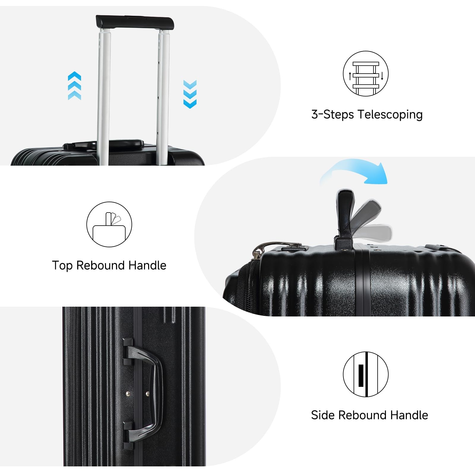 Sea choice Valigia Bagaglio a Mano con Tasca Frontale per Laptop 20" PC Valigia Trolley Porta con USB, 4 Rotelle con lucchetto TSA, Porta bicchieri