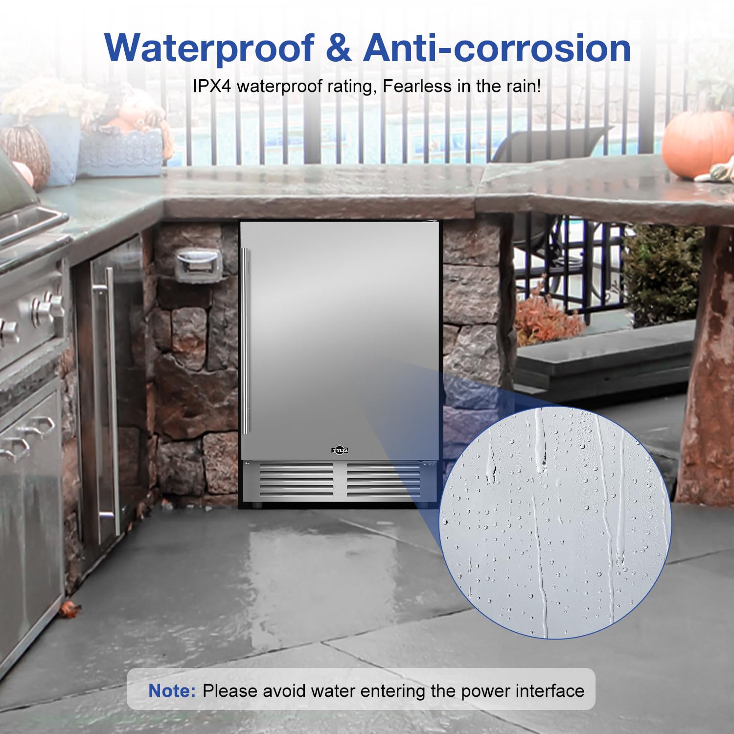 Tylza Outdoor Refrigerator 24 Inch Wide, Stainless Steel Beverage Refrigerator 176 Can For Undercounter Built-In Or Freestanding, For Home And Patio, Water Proof, Fast Cooling, Low Noise, 37-65 °F on Fridge.com - View 4