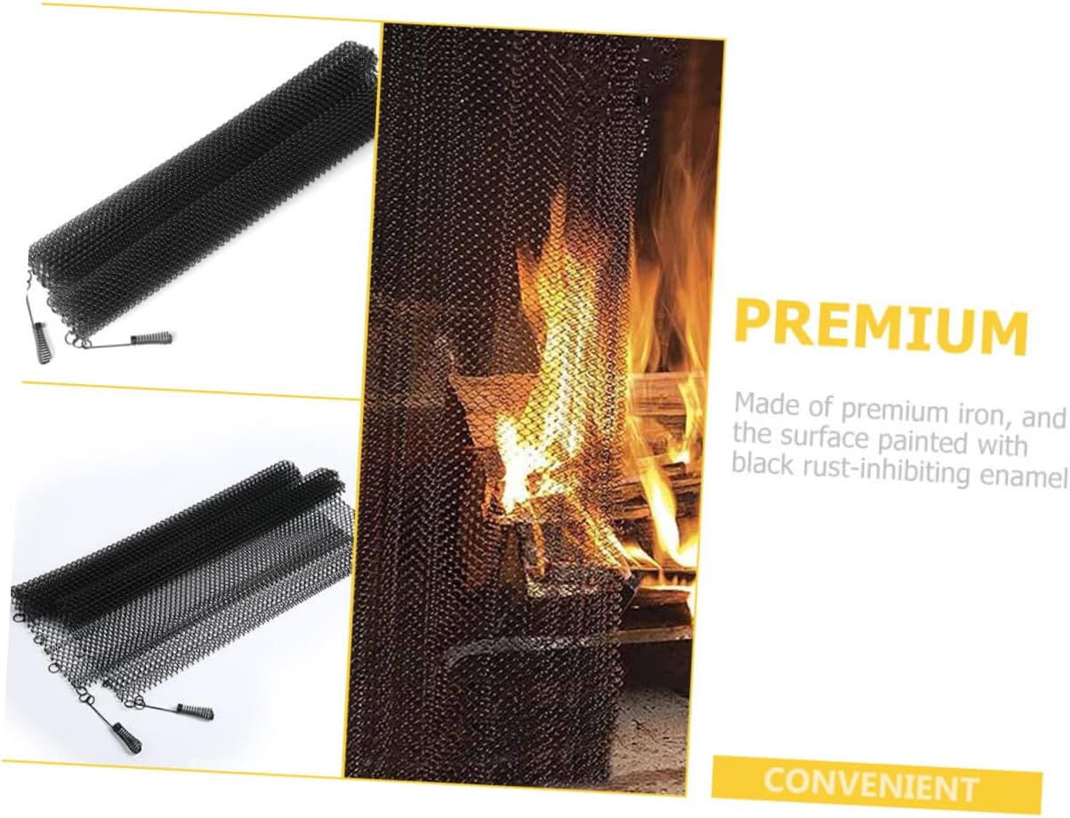 2pcs Hearth Mesh Screen Curtains Metal Fireplace Screen Draft Blocker Easy to Install Xin