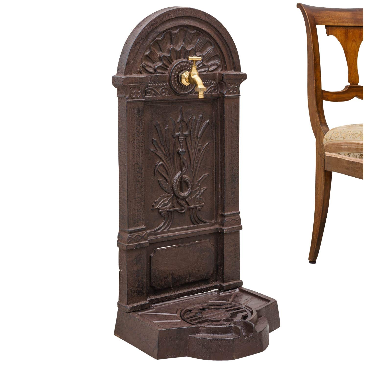 Standbrunnen Waschbecken Brunnen Eisen Wandbrunnen antik Style 83cm braun
