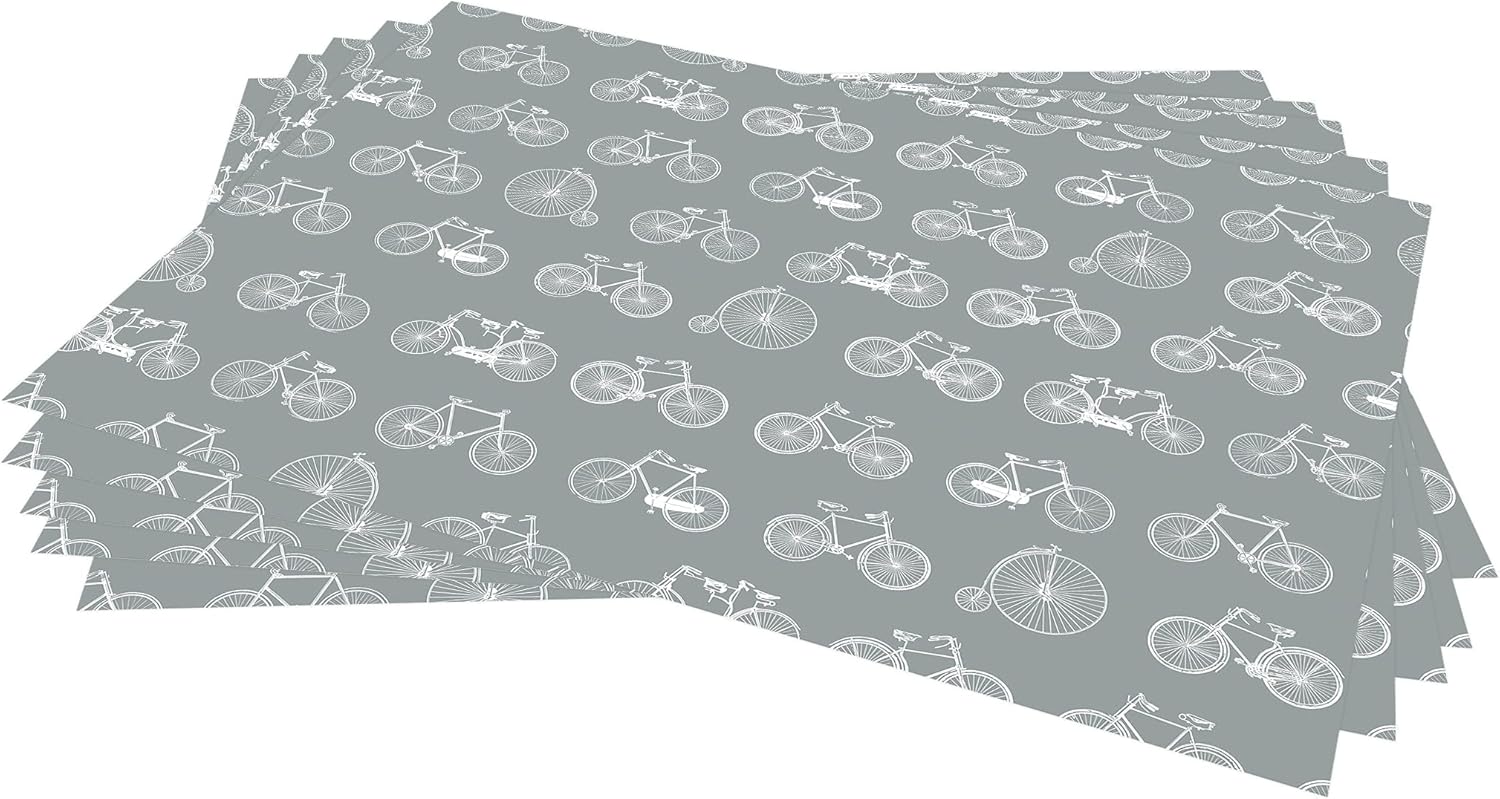 The Master Herbalist Unscented & Wipe Clean Drawer Liners with a Bicycle Design on Dusk Blue - Image 5