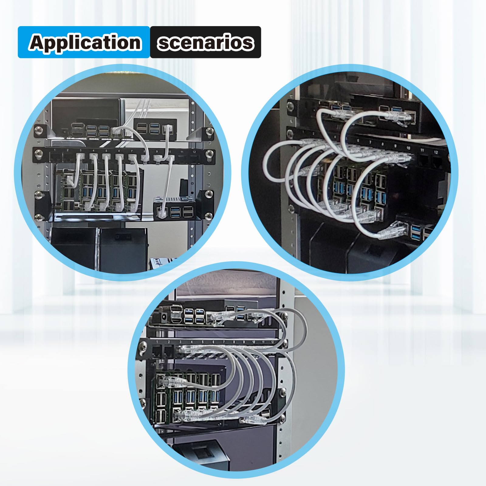 GeeekPi DeskPi RackMate TT Mini Server Cabinet & 0.5U Brush Cable Manager & 0.5U 7-Port Network Patch Panel & 4PCS Cat6A Ethernet Cable (Silver)