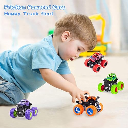 Miniatura 6 de Monster Truck Toys - Autos de juguete accionados por fricción para niños pequeños, el mejor regalo de fiesta de cumpleaños de Navidad para niños y