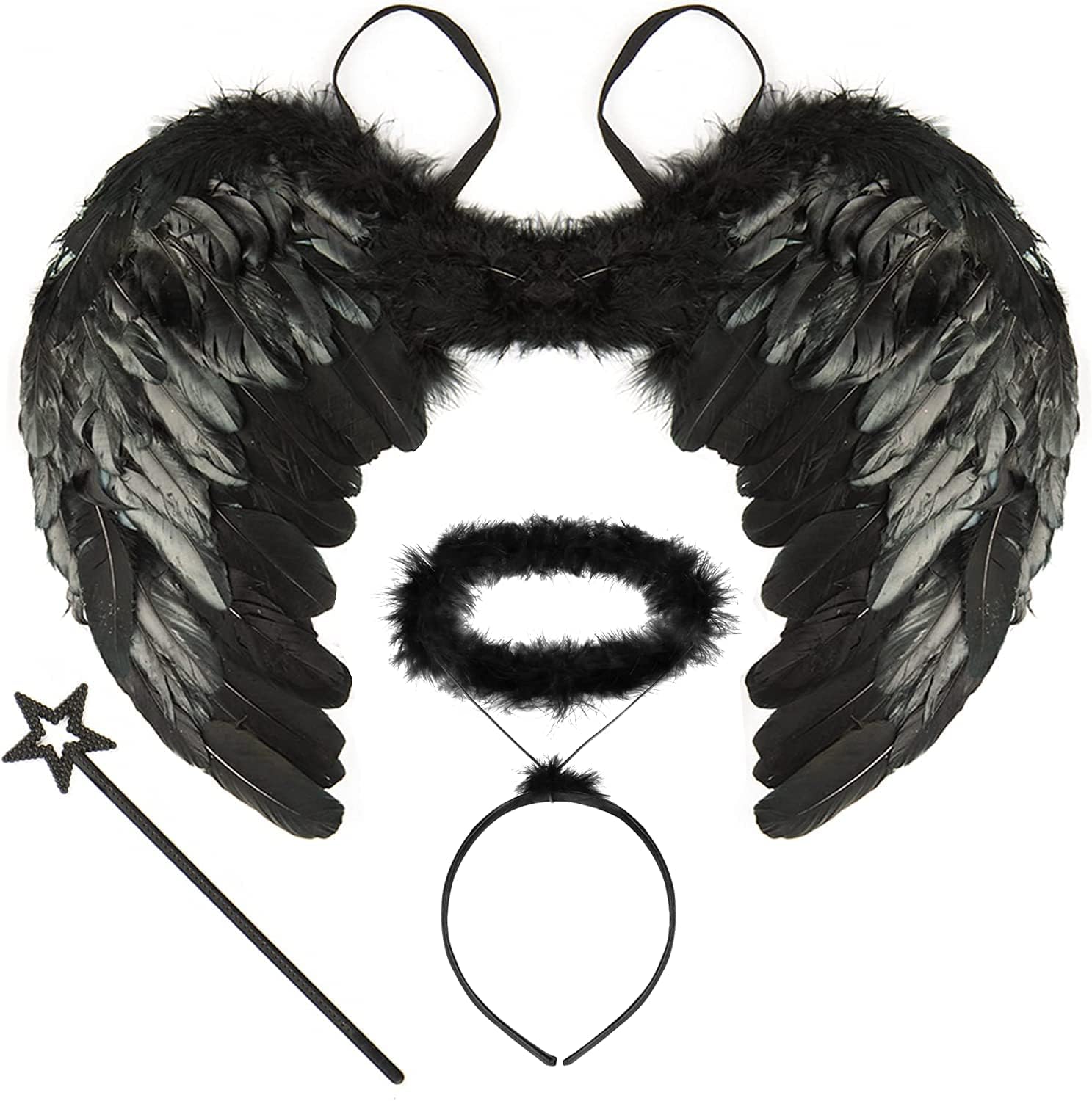 Black Angel Wings and Halo Set Halloween Cosplay Egypt Ubuy