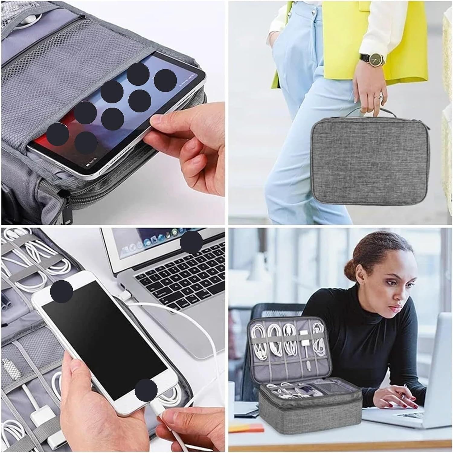 Borsa organizer per cavi. Caricatore per linea dati USB da 2 pezzi(Gray)