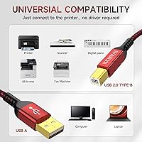 Vista 3 de Printer Cable 20 FT, USB A to B 2.0 Printer Cable High-Speed Nylon Braided USB MIDI Cord Compatible with Hp,Epson,Brother,Dell,Lexmark,ect
