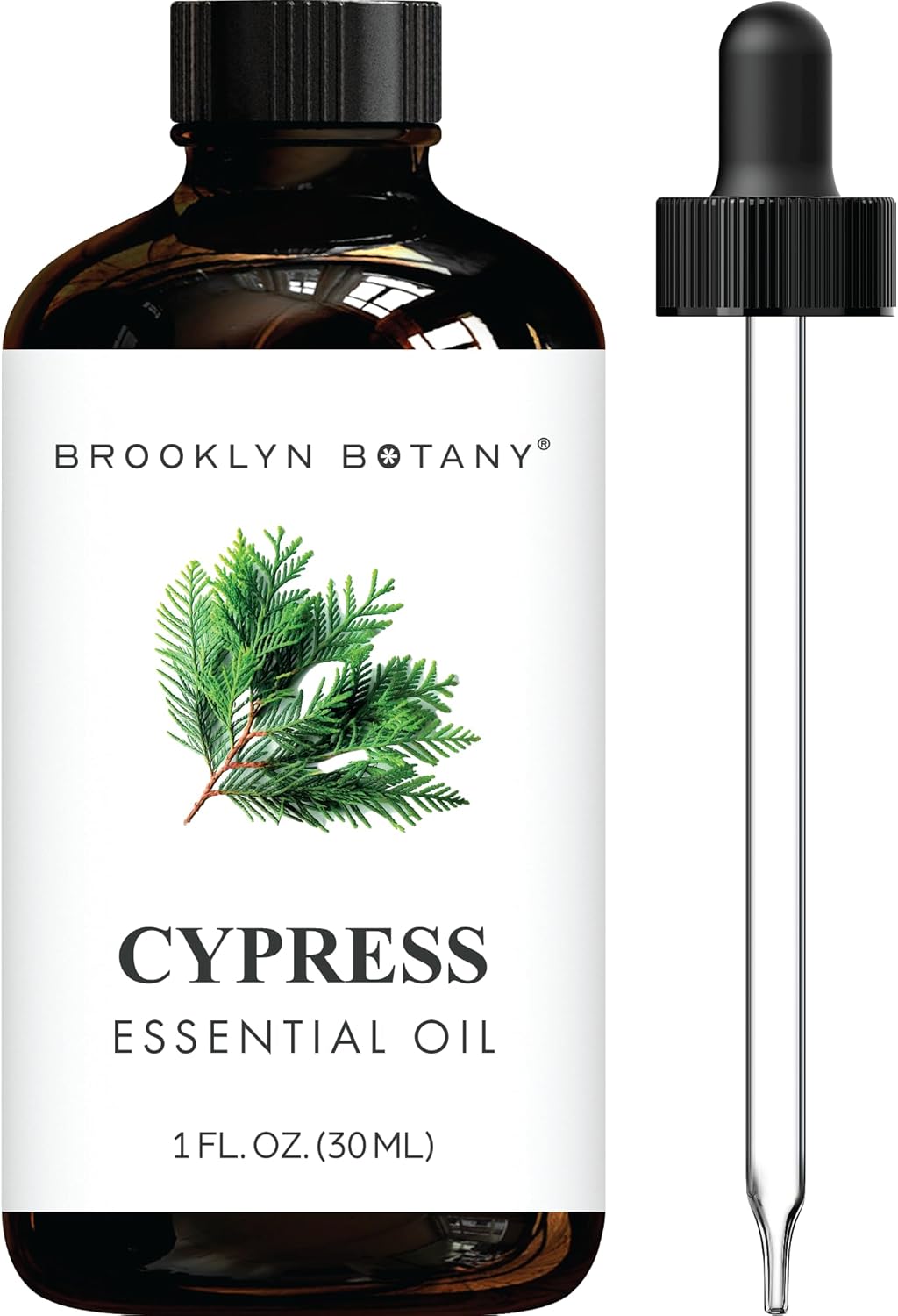 Brooklyn Botany Aceite esencial de ciprés, 100% puro y natural, aceite de grado prémium con cuentagotas – para aromaterapia y difusor, 1 onza líquida