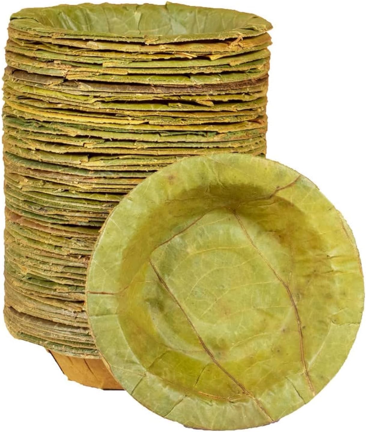 Healthy Edible's | Disposable | Siali Leaf Dessert Bowl (with Corrugated Sheets) | Small | 3.5 Inch | Set of 50 | (Green)