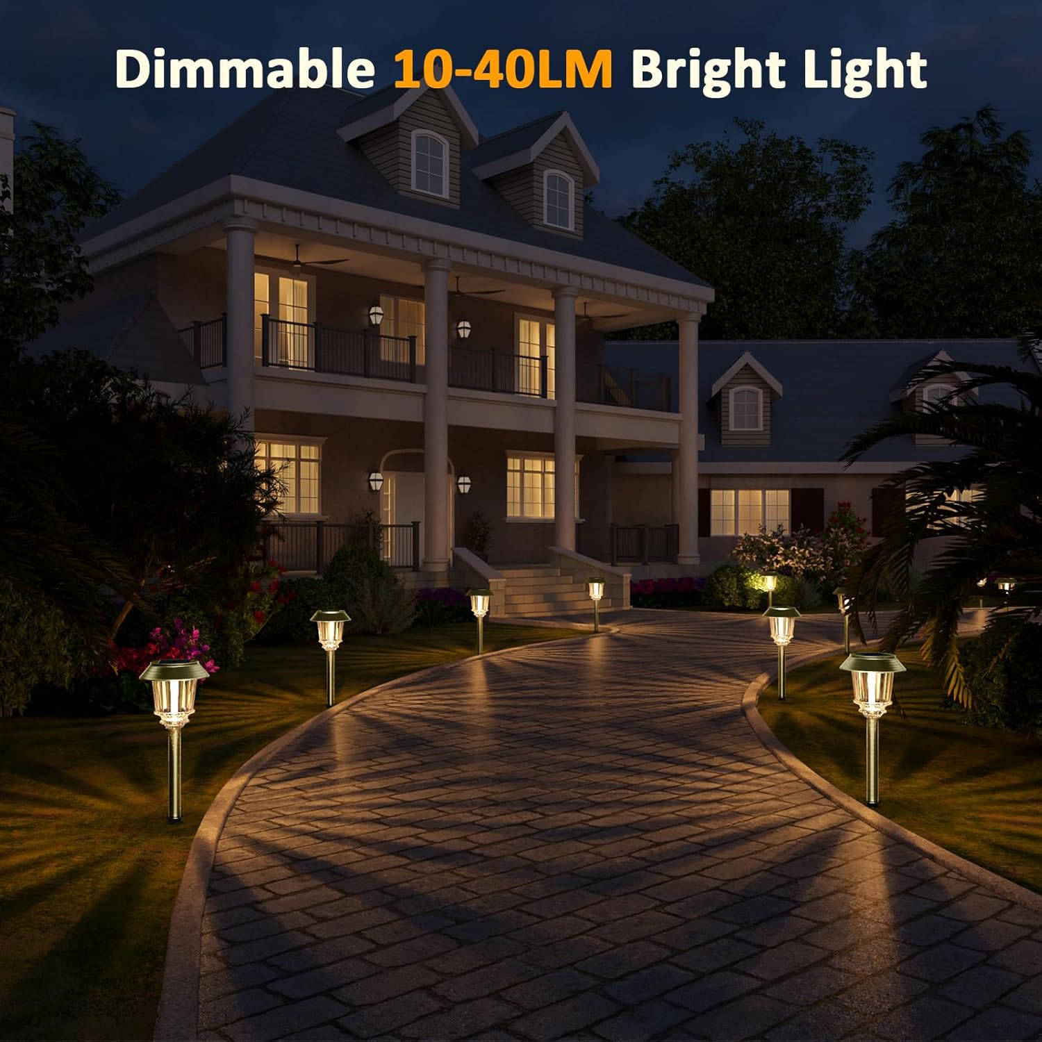 XMCOSY+ Solar Pathway Lights Outdoor - 4 Pack Auto On/Off 10-40 LM Dimmable Waterproof Outdoor Solar Lights for Yard Pathway Garden Driveway Walkway (Bronze) - Image 6