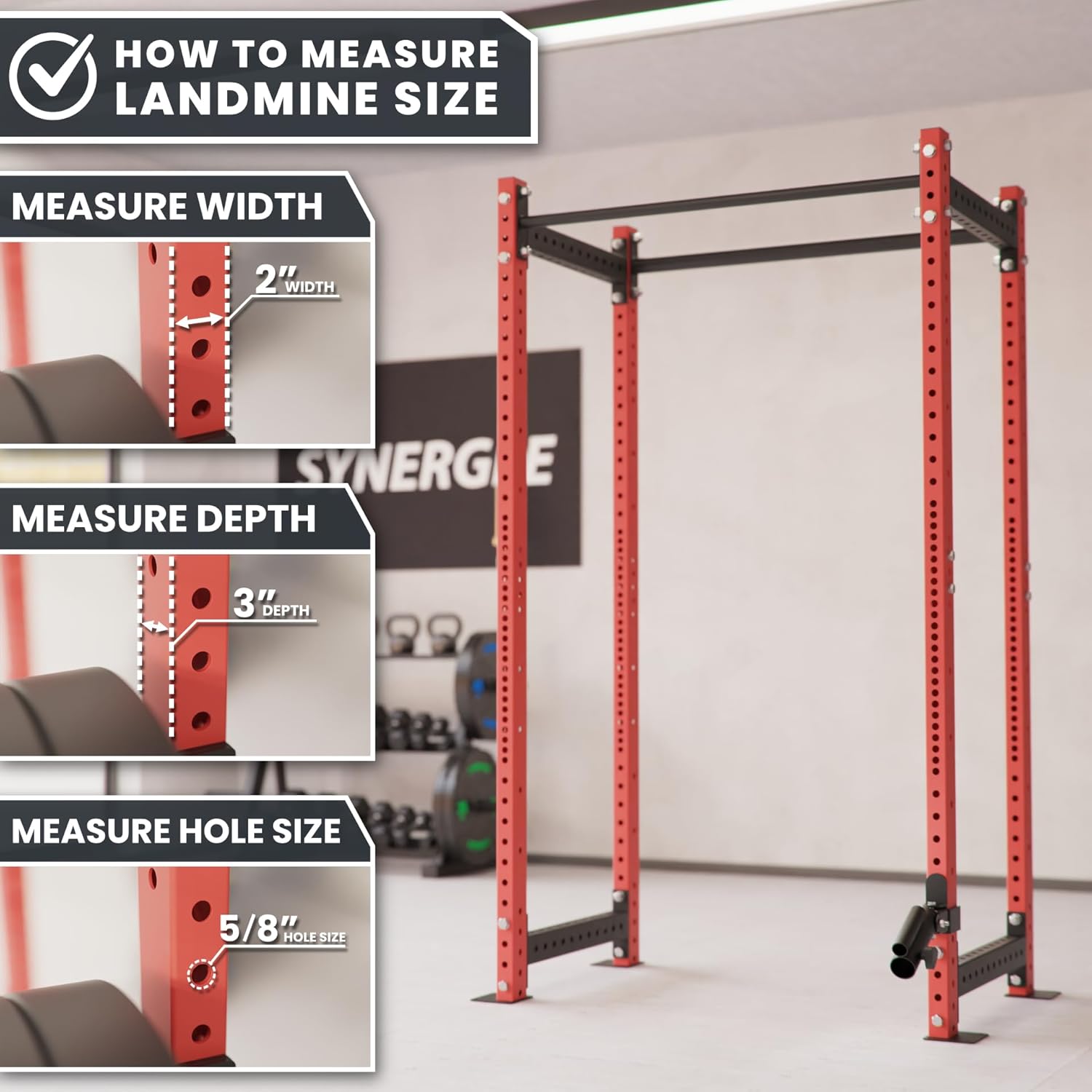 Synergee Landmine Attachment for Power and Squat Racks. Fits 2x2, 2x3, and 3x3 Racks. Rotational Trainer for Presses, Rows, Core & Full-Body Workouts. Works with 1" & 2" Barbells.