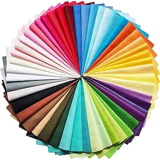 50 Stück Baumwollstoff Paket, 50 Farben 25 × 25 cm Stoffe zum Nähen, Patchwork Stoffe, Patchwork zum Quilten, Baumwolle Quadrate Stoffpakete zum Nähen Patchworken DIY Basteln Handwerken Puppenkleidung