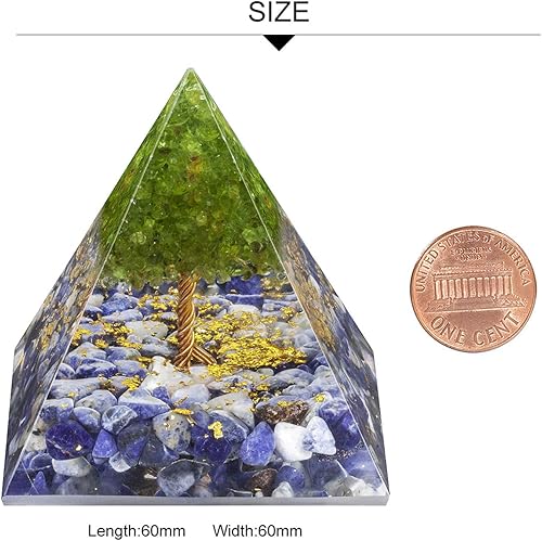 Miniatura 3 de TUMBEELLUWA Generador de pirámide de orgonita de cristal de sodalita de 2.36 pulgadas, hecho a mano, piedras energéticas, decoración para oración,