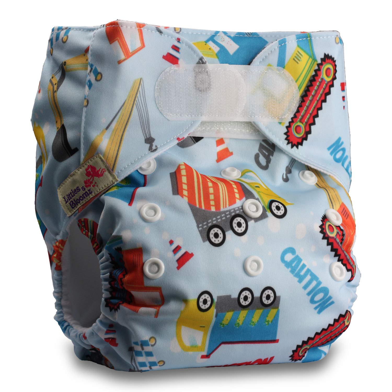 Littles & Bloomz, Reusable Pocket Cloth Nappy, Fastener: Hook-Loop, Set of 1, Pattern 14, with 2 Bamboo Charcoal Inserts