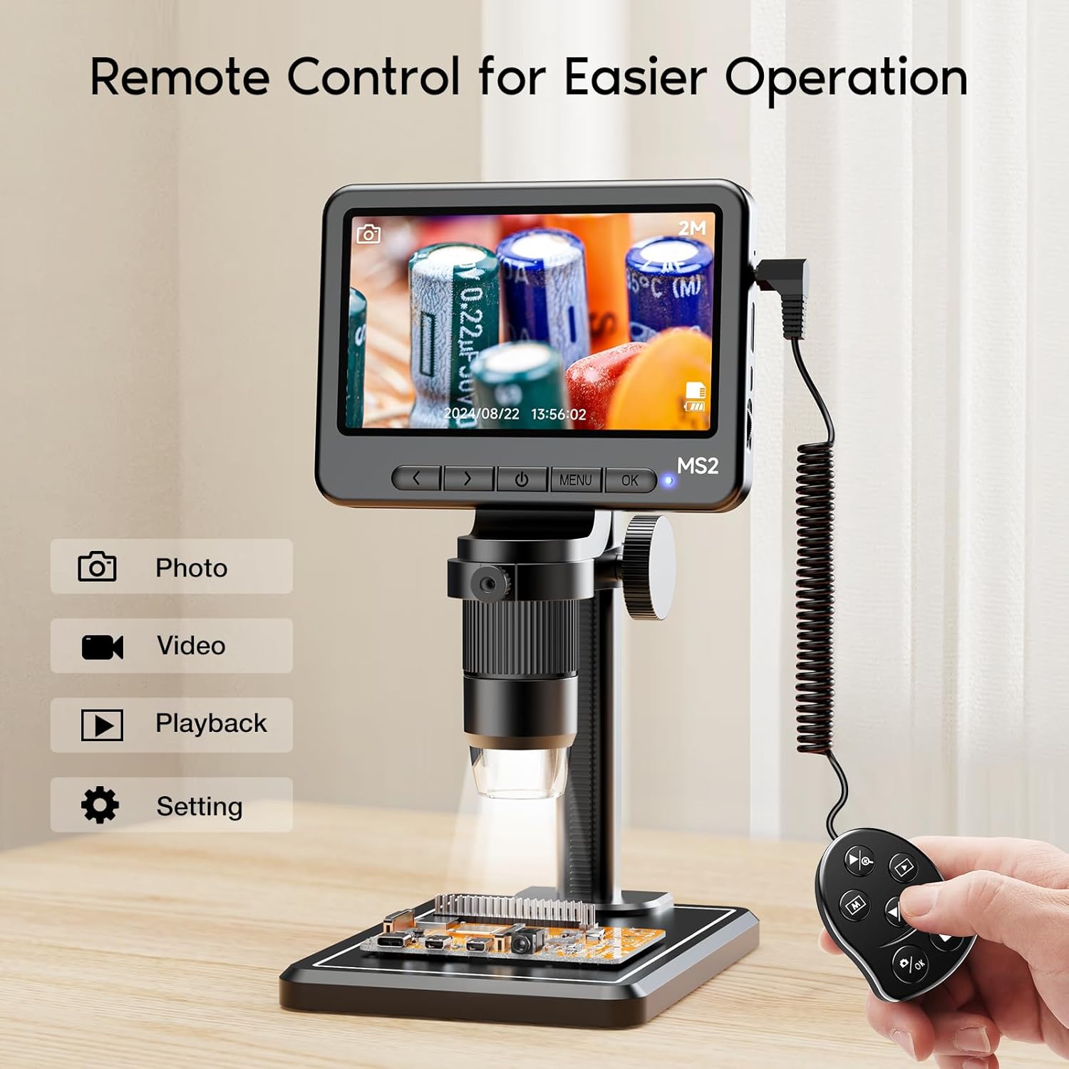 1080P LCD Digital Microscope with 32GB SD Card, Coin Microscope with 5-inch IPS Screen,PC View,Photo/Video Capture,Compatible with Windows Mac