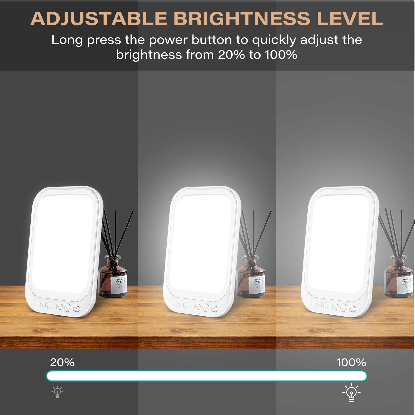 GOMETY Lampe de luminothérapie 10 000 lux avec 4 minuteries, 3 températures de couleur, lampe LED imitant la lumière du jour, support pliable.