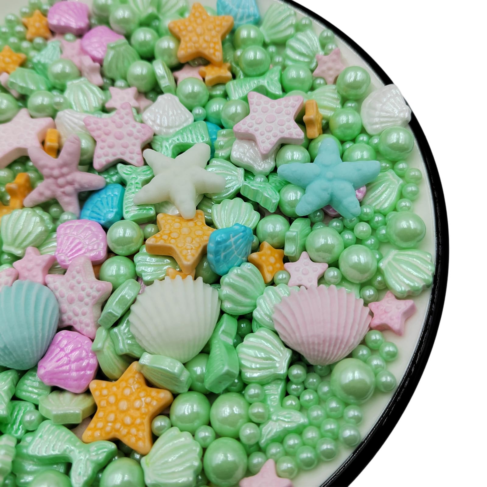 Homankit Mermaid Sprinkle Sweets Sprinkles for Baking Dessert Cupcake Cake Topper Starfish Shell Pearl Mermaid Candy Mix 3.53 Ounces Green