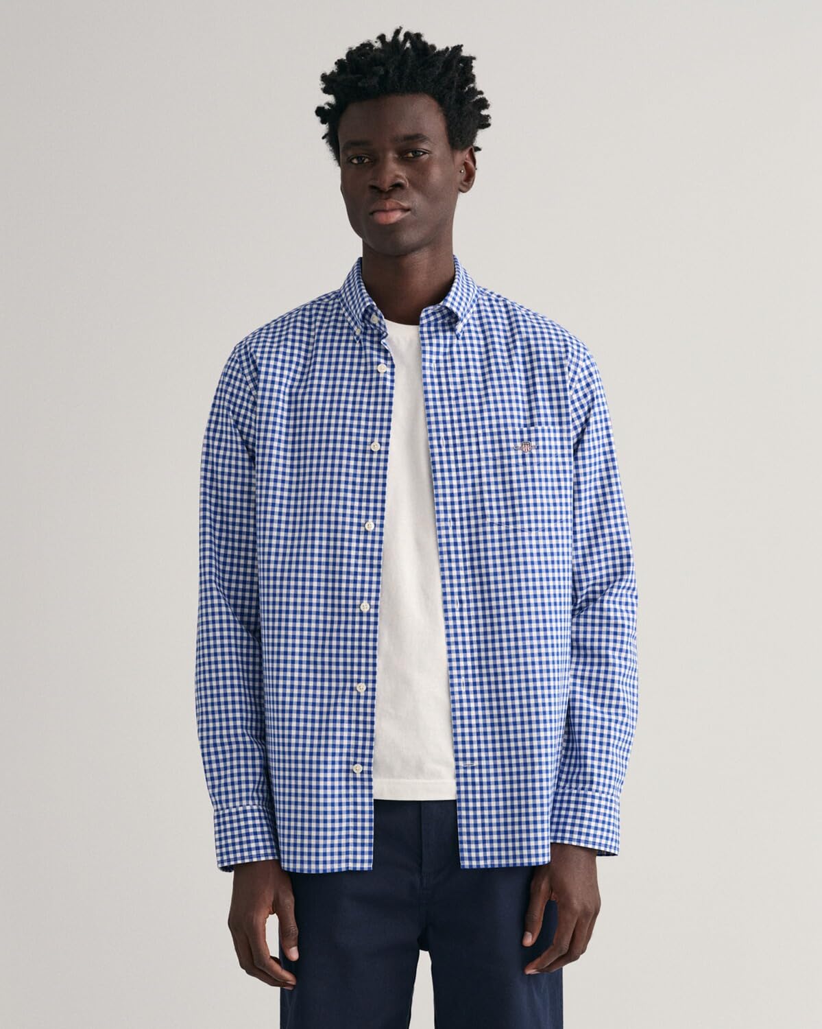 GANT Gant Shirt Gingham Poplin College Blue