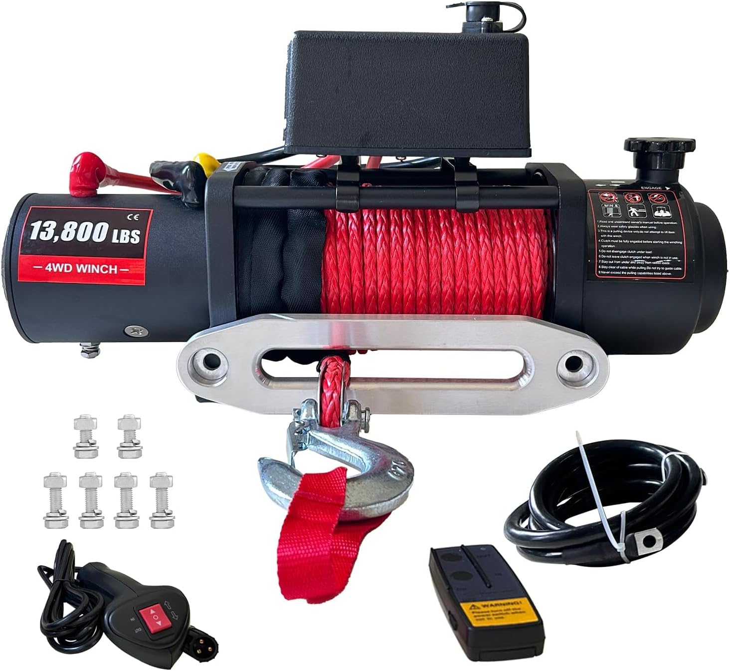 13800lbs Electric Winch 12V, IP67 Waterproof Off-Road Truck Winch with 85ft 7/20" Steel Cable & Wireless Handheld Remote, Heavy-Duty Power Winch for Towing UTV ATV SUV 4x4 Off Road Vehicle