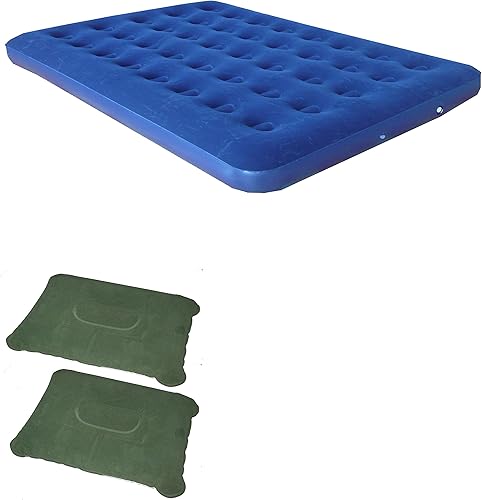 Zaltana Colchón de aire de doble tamaño 2 almohadas inflables Combo (AMD+PL1x2)