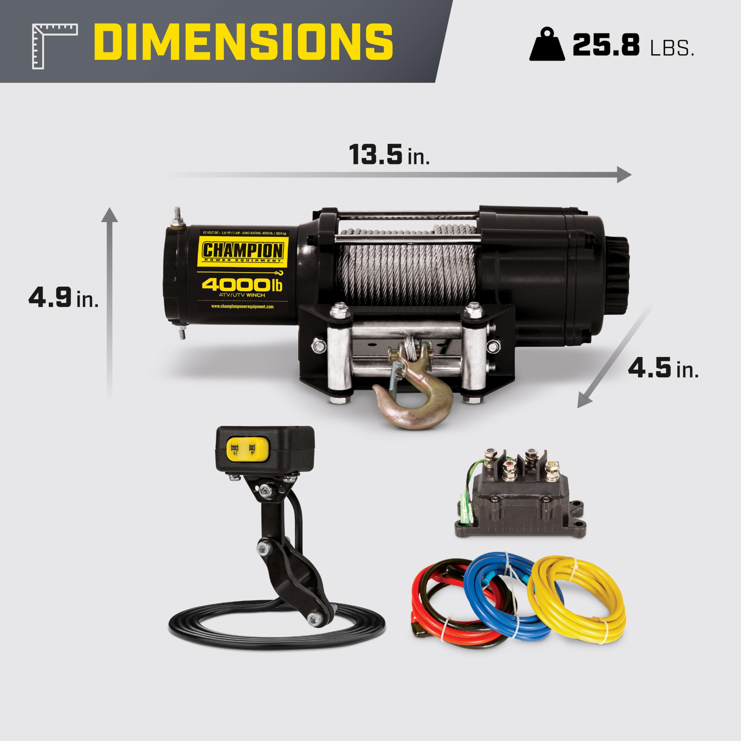 電動ウインチ 4000lb ATV UTV用 Amazon.com: Champion Power Equipment 4000-lb. ATV/UTV Winch Kit