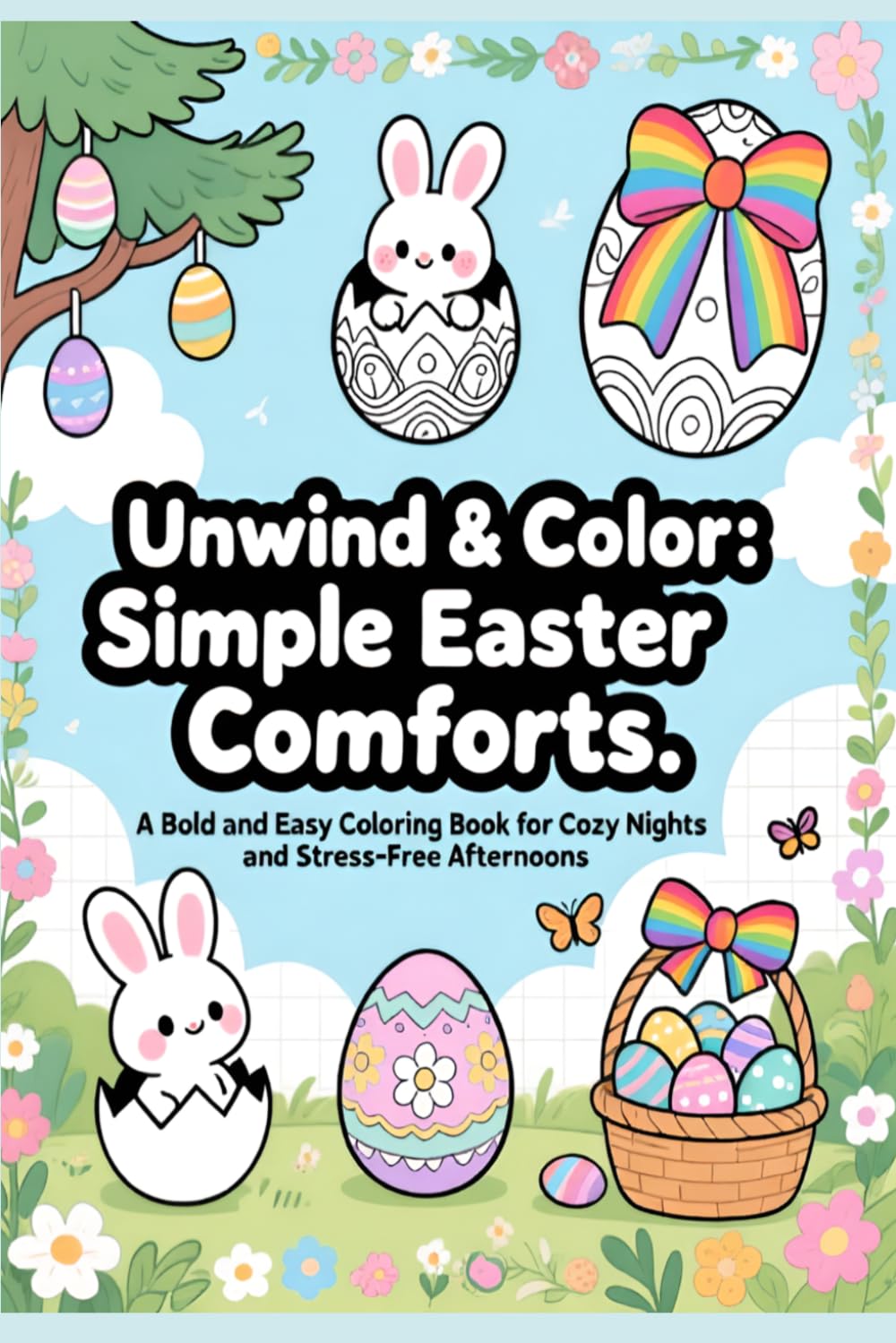 Unwind & Color: Simple Easter Comforts: A bold and easy coloring book for cozy nights and stress-free afternoon