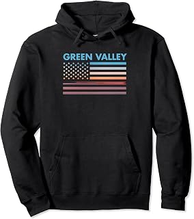 Vintage Sunset American Flag Green Valley, Virginia Pullover Hoodie