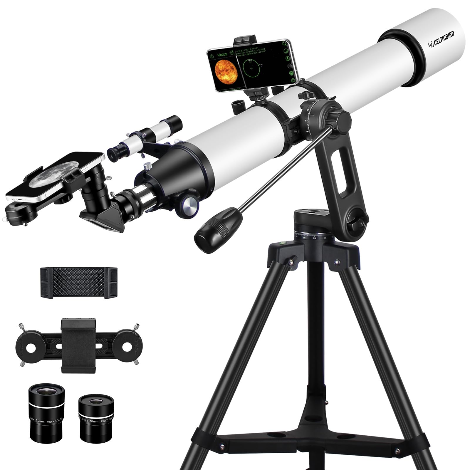 90mm Aperture 800mm Refractor Telescope for Adults High Powered AZ